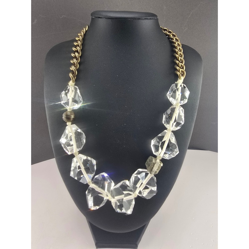 Silpada Necklace Gold Tone Chunky Clear Crystal Pyrite Statement 20in